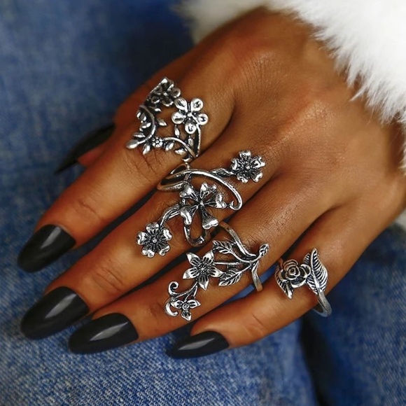 ❤️4-Piece Boho Flower Ring Set Vintage - Picture 6 of 8